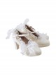 Elegant Ribbon Bowknot Flower Decoration Pointed Toe Classic Lolita Daily All-Match Shoes