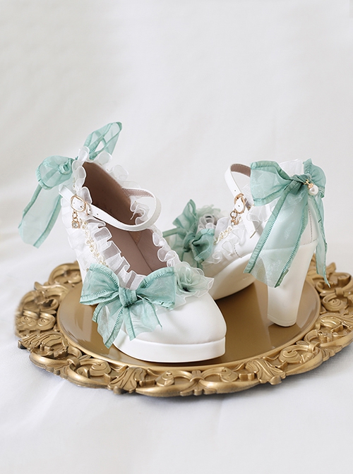 Elegant Ribbon Bowknot Flower Decoration Pointed Toe Classic Lolita Daily All-Match Shoes