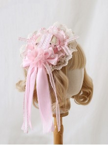 Pink Ribbon Bowknot Decorated Lace Sweet Lolita Little Top Hat