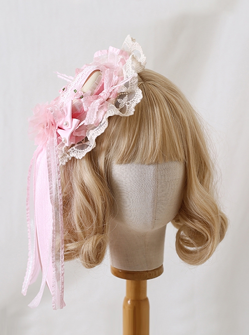 Pink Ribbon Bowknot Decorated Lace Sweet Lolita Little Top Hat