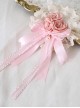 Ribbon Bowknot Pink Flower Lace Brooch Hair Clip Dual Purpose Sweet Lolita Hair Clip