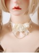 White Bowknot Flower Lace Bead Chain Decoration Daily All-Match Classic Lolita Necklace