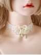 White Camellia Flower Water Drop Design Daily Lace Elegant All-Match Classic Lolita Necklace