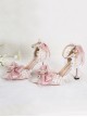 Sweet Pink Elegant Bowknot Rhinestone Decoration Pointy Stiletto Sweet Lolita Shoes