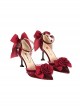 Camellia Flower Elegant Ribbon Bowknot Pure Color Classic Lolita Shoes