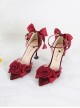 Camellia Flower Elegant Ribbon Bowknot Pure Color Classic Lolita Shoes