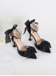 Camellia Flower Elegant Ribbon Bowknot Pure Color Classic Lolita Shoes