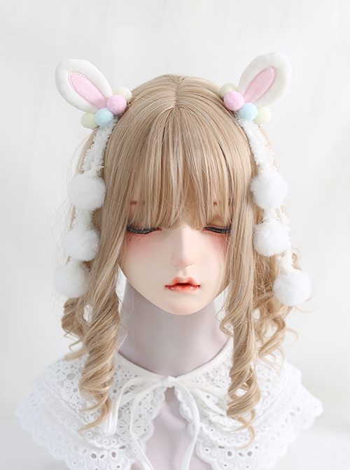 Cute Rabbit Ear Plush Tassel Ball Sweet Girly Sweet Lolita Hair Clips