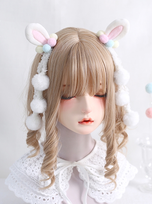 Cute Rabbit Ear Plush Tassel Ball Sweet Girly Sweet Lolita Hair Clips