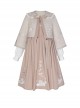 Little Sheep Series Pink Doll Collar Embroidered Chinese Elements Pleated Hem Classic Lolita Autumn Winter Long Sleeves Dress Set