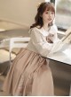 Little Sheep Series Pink Doll Collar Embroidered Chinese Elements Pleated Hem Classic Lolita Autumn Winter Long Sleeves Dress Set