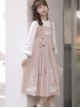 Little Sheep Series Pink Doll Collar Embroidered Chinese Elements Pleated Hem Classic Lolita Autumn Winter Long Sleeves Dress Set