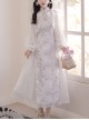 White Jacquard Long-Sleeve Coat Purple Printed Stand-Up Collar Qipao Chinese Elements Classic Lolita Sleeveless Dress Set