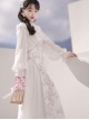 White Jacquard Long-Sleeve Coat Purple Printed Stand-Up Collar Qipao Chinese Elements Classic Lolita Sleeveless Dress Set