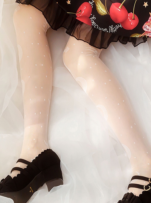 Holy Night Lunar Eclipse Series Summer Thin Cross Moon Polka Dot Print Classic Lolita Long Socks