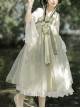 Butterfly Fun Series Chinese Elements White Chiffon Long Sleeve Top Green Fresh Sweet JSK Classic Lolita Sleeveless Dress Set