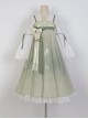 Butterfly Fun Series Chinese Elements White Chiffon Long Sleeve Top Green Fresh Sweet JSK Classic Lolita Sleeveless Dress Set