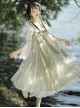 Butterfly Fun Series Chinese Elements White Chiffon Long Sleeve Top Green Fresh Sweet JSK Classic Lolita Sleeveless Dress Set