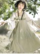 Butterfly Fun Series Chinese Elements White Chiffon Long Sleeve Top Green Fresh Sweet JSK Classic Lolita Sleeveless Dress Set