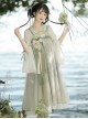 Butterfly Fun Series Chinese Elements White Chiffon Long Sleeve Top Green Fresh Sweet JSK Classic Lolita Sleeveless Dress Set