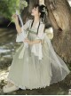 Butterfly Fun Series Chinese Elements White Chiffon Long Sleeve Top Green Fresh Sweet JSK Classic Lolita Sleeveless Dress Set