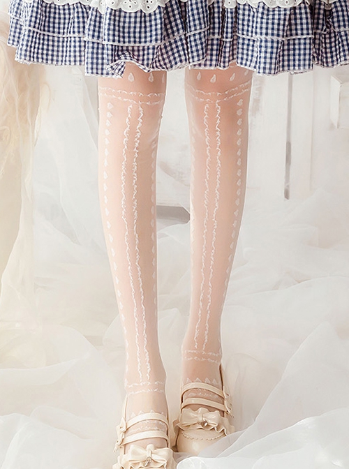 Prayer Night Series Summer Thin Print All-Match Daily Classic Lolita Long Socks