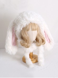 White Long Plush Cute Lop Eared Rabbit Ears Winter Keep Warm Sweet Lolita Hat