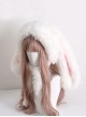 White Long Plush Cute Lop Eared Rabbit Ears Winter Keep Warm Sweet Lolita Hat