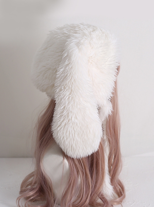White Long Plush Cute Lop Eared Rabbit Ears Winter Keep Warm Sweet Lolita Hat