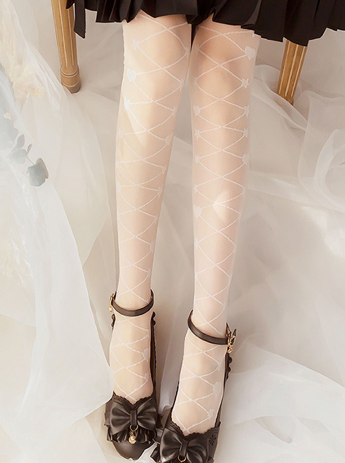 Heart Star Intertwined Series Ribbon Star Love Print Simple Daily Classic Lolita Long Socks