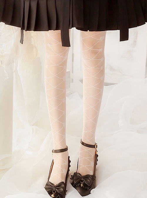 Heart Star Intertwined Series Ribbon Star Love Print Simple Daily Classic Lolita Long Socks