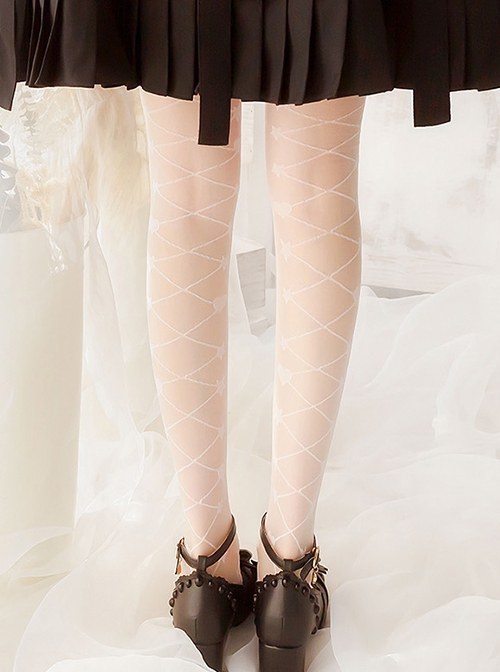 Heart Star Intertwined Series Ribbon Star Love Print Simple Daily Classic Lolita Long Socks