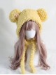 Pure Color Cute Plush Bear Ears Winter Keep Warm All Match Sweet Lolita Hat