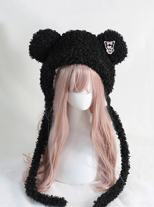 Pure Color Cute Plush Bear Ears Winter Keep Warm All Match Sweet Lolita Hat