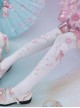 Gorgeous Stereoscopic Flower Decoration Handwork Peach Blossom Printing Chinese Style Pure Color Classic Lolita Pantyhose