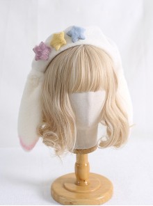 White Spring Beret Macaron Color Stars Rabbit Ears Sweet Lolita Hat