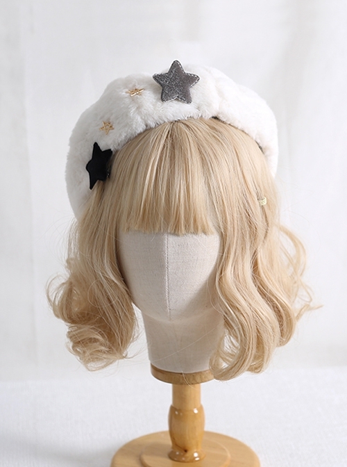 Cute Pentagram White Imitation Rabbit Fur Winter Keep Warm Sweet Lolita Hat