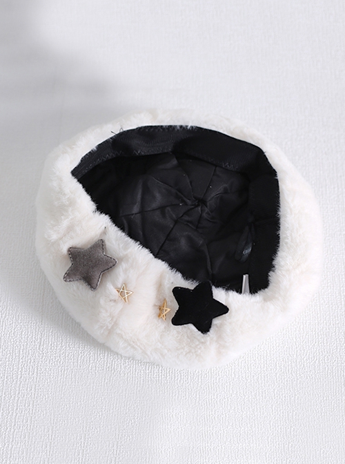 Cute Pentagram White Imitation Rabbit Fur Winter Keep Warm Sweet Lolita Hat