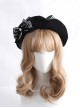 Black Houndstooth Bowknot Spring Beret Ladylike Style Sweet Lolita Hat