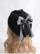 Black Houndstooth Bowknot Spring Beret Ladylike Style Sweet Lolita Hat