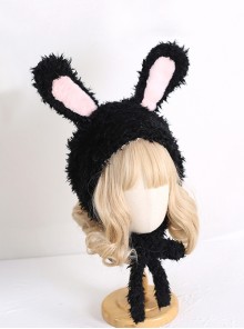 Winter Soft Warm Pure Color Cute Furry Rabbit Ear Sweet Lolita Hat