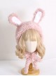 Winter Soft Warm Pure Color Cute Furry Rabbit Ear Sweet Lolita Hat