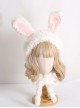 Winter Soft Warm Pure Color Cute Furry Rabbit Ear Sweet Lolita Hat