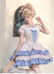 Confession Series OP Vintage Elegant Ballet Style Layered Hem Classic Lolita Short Sleeved Dress Set