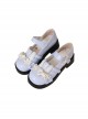 Cute Girly Bowknot Rabbit Ear Decoration Round Toe Student Daily PU Sweet Lolita Shoes