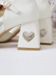 Sweet Elegant Pure Color Square Toe Bowknot Decorated Chunky Heel Hollow Love Sweet Lolita Shoes