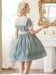 August Night Series Pure Color OP Sailor Collar Lace Cuff Classic Lolita Short Sleeve Dress Set