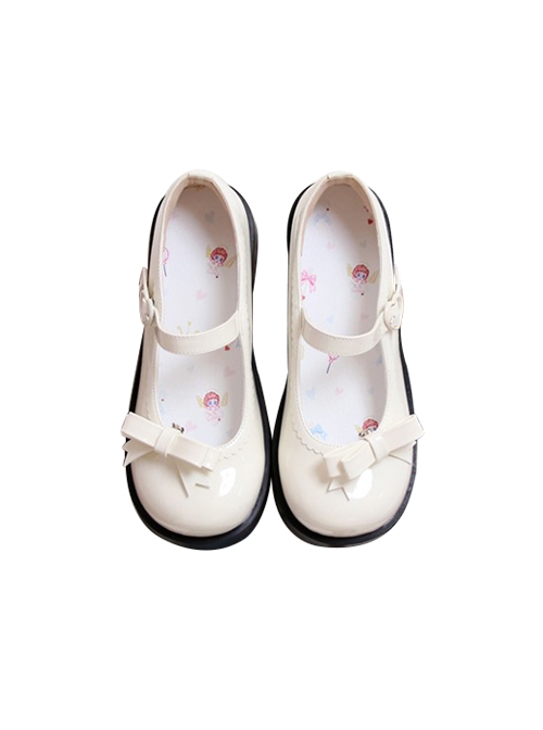 Little Mary Series Cute Round Toe Simple Pure Color Bowknot Decoration Daily All-Match Sweet Lolita Shoes