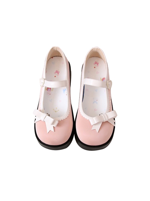 Little Mary Series Cute Round Toe Simple Pure Color Bowknot Decoration Daily All-Match Sweet Lolita Shoes