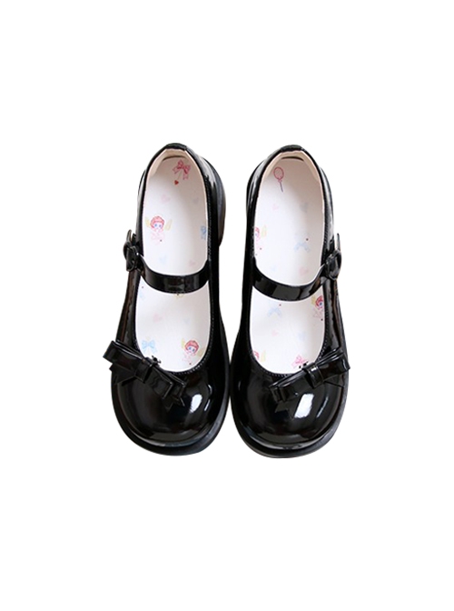 Little Mary Series Cute Round Toe Simple Pure Color Bowknot Decoration Daily All-Match Sweet Lolita Shoes